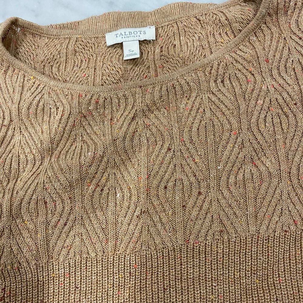 Talbots lightweight longsleeve tan sweater sz SP